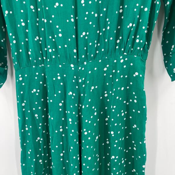 MODCLOTH X COLLECTIF Jumpsuit Size 2 Green Dots Retro Pinup Away You Go Vintage - Picture 9 of 14